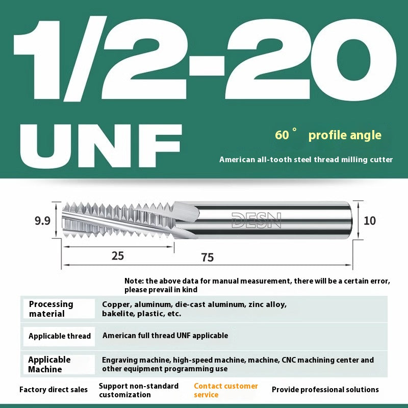 1115-65° high hard tungsten carbide thread milling cutter Long tooth full tooth alloy American thread milling cutter UNC UNF aluminum stainless steel Shandong Denso Pricision Tools Co.,Ltd.